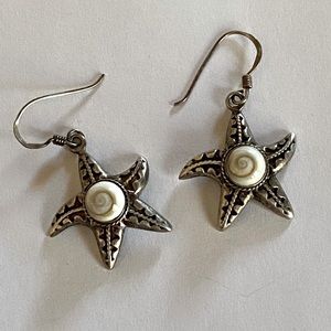 Sterling silver starfish shell earrings